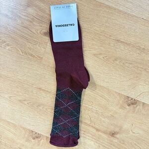 Calzeponia Women’s  Burgundy with metallic sparkle -  3/4 size Socks